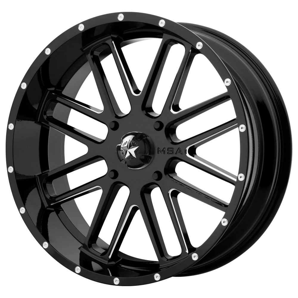 20" Inch 20x7 MSA M35 Bandit ATV/UTV 4x137 +0mm Black/Milled Wheel Rim