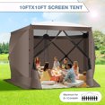 thumbnail image 2 of HOTEEL 10x10 ft Pop Up Gazebo Screen House Tent for Camping with 3 Sidewalls and Mosquito Netting, Waterproof, UV Resistant, Portable Carry Bag, for Outdoor Camping, Lawn and Backyard, Brown, 2 of 9