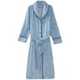 thumbnail image 2 of Previn Women's Plush Long Robe Ladies Soft Fluffy Long Sleeve Fuzzy Fleece Bathrobe Button Up Housecoat Winter Thick Warm Tea Length SPA Bath Maternity Duster Robe Pockets Green Large, 2 of 4
