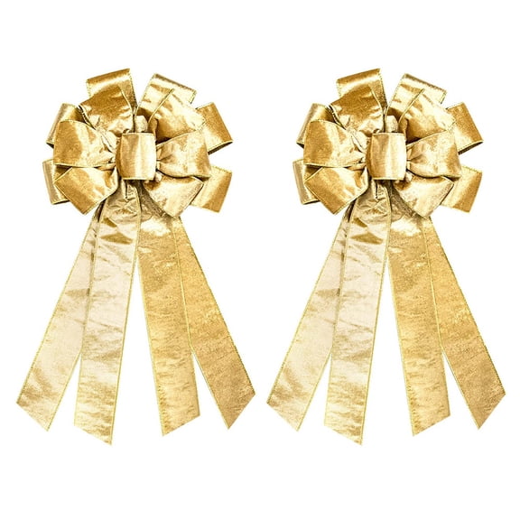 Hying Large Christmas Bow for Wreath,Champagne Velvet Bows for Front Door Wall Fence Decor