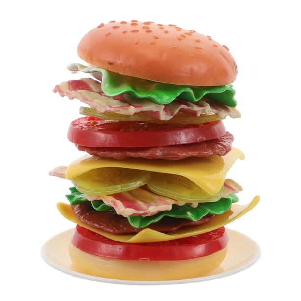 1 juego de juguetes apilables de hamburguesas para niños pequeños, juegos de mesa interactivos y juego de equilibrio para entrenar y aprender con bloques de construcción de hamburguesas.
