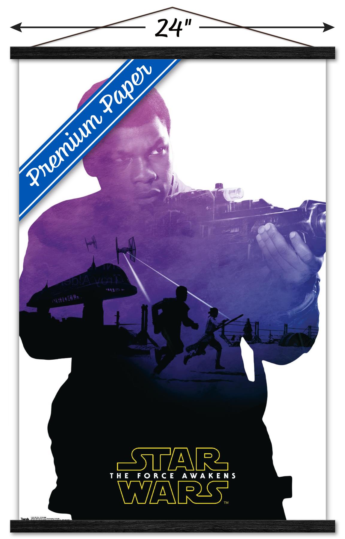 Star Wars: The Force Awakens - Finn Badge Wall Poster with Wooden Magnetic Frame, 22.375" x 34"