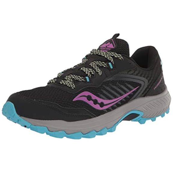 Saucony Women's Excursion TR15 Trail Running Shoe, Black/raz/Lime, 6