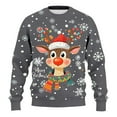 thumbnail image 4 of Unisex Christmas Sweater for Men Women Xmas Holiday Party Funny Print Knit Pullover,Grey,3XL, 4 of 5