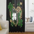 thumbnail image 5 of St. Patrick's Day Sheer Curtains 45" Long, Green Shamrock Leaf Gold Leopard Love Black Light Filering Curtains, Breathable Simi Curtain Privacy Drapes for Kitchen Bathroom Small Window Treatment, 5 of 9