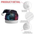 thumbnail image 4 of KLL Christmas Hats for Adults Plush Punk Style Blue Haired Skull Print Santa Hat Xmas Fluffy Santa Claus Hat for Women Men, 4 of 6