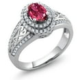 thumbnail image 4 of Gem Stone King 1.24 Cttw Pink Tourmaline Engagement Ring for Women in 925 Sterling Silver | Oval 6X4MM | Available in Size 5,6,7,8,9, 4 of 6