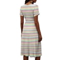 thumbnail image 6 of Minjewel Women's Striped V-Neck Short Sleeve Breton Top Shift Mini Dress - Summer Casual Beach Outfit, Loose Flowy Party Dress, Comfy Vacation Outfit,Multicolor,M, 6 of 6