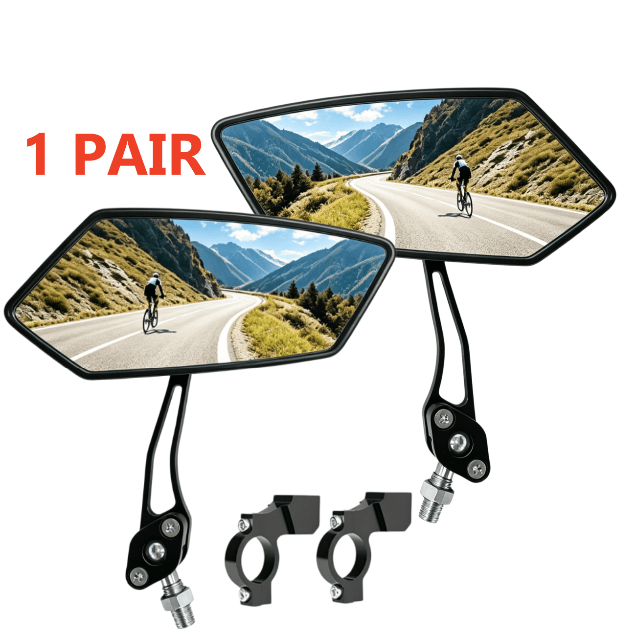1 Pair Bike Mirror, Rotaty Diamond MTB Road Cycling Bicycle Handlebar Rear View Glass