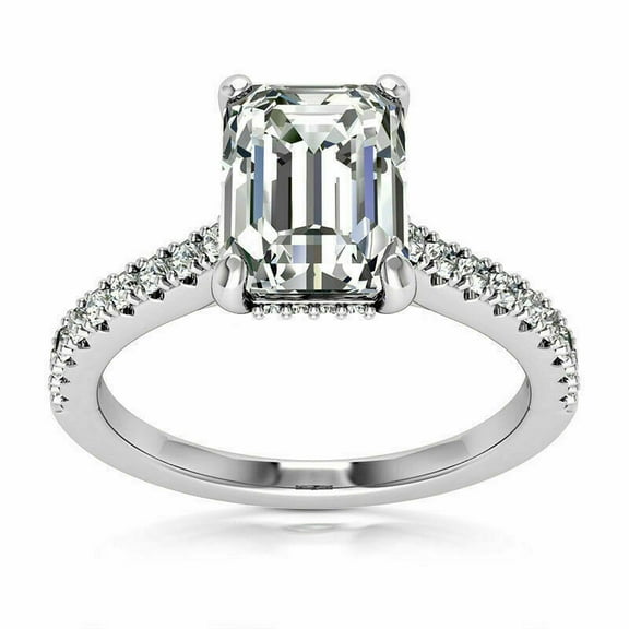 2.50Ct White Emerald & Lab-Created Diamond Engagement Gift Ring Solid 925 Silver