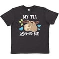 thumbnail image 3 of Inktastic My Tia Loves Me with Sloth and Hearts Youth T-Shirt, 3 of 5