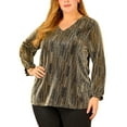 thumbnail image 1 of GRACE & GRANDEUR Women's Plus Halloween Glitter Sparkle V Neck Party Tops, 1 of 6