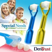 2-PK | DenTrust for Special Needs | The Only Child-Safe 3-SIDED Toothbrush | Made in USA | Fast Easy & Clinically Proven | Autism ASD Autistic Asperger Therapy Parent Caregiver Tactile Sensory Calming
