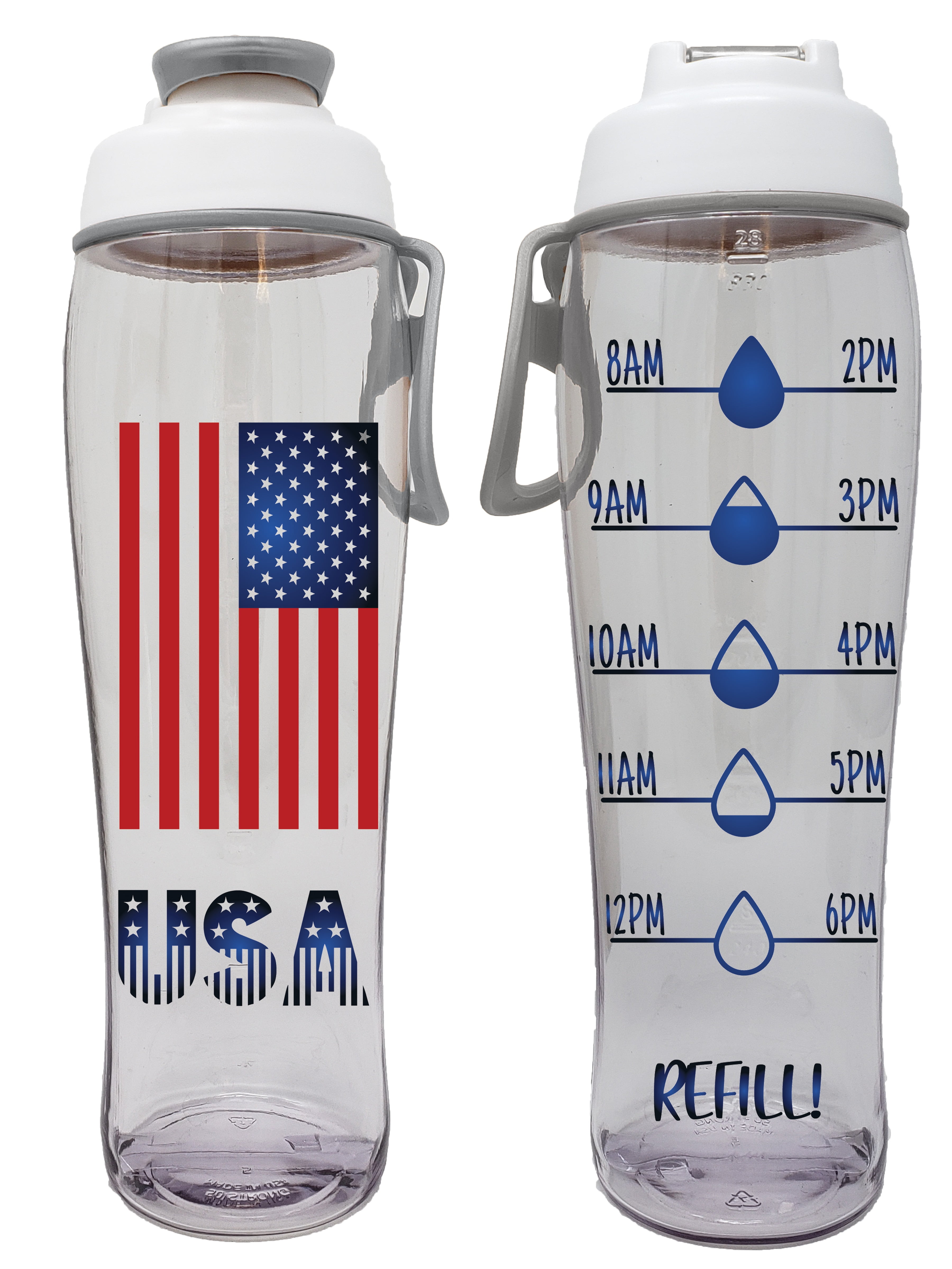 glass water bottle with time marker