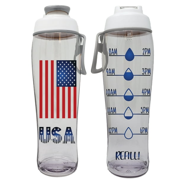 BPA Free Reusable Water Bottle with Time Marker 30 oz. Motivational