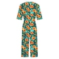 thumbnail image 4 of Mifsaly Floral Print Jumpsuits for Women V-Neck Short Sleeve Wide Leg Jumpsuit Casual Summer Vacation Tropical Resort Clothes with Pockets XXL, 4 of 5