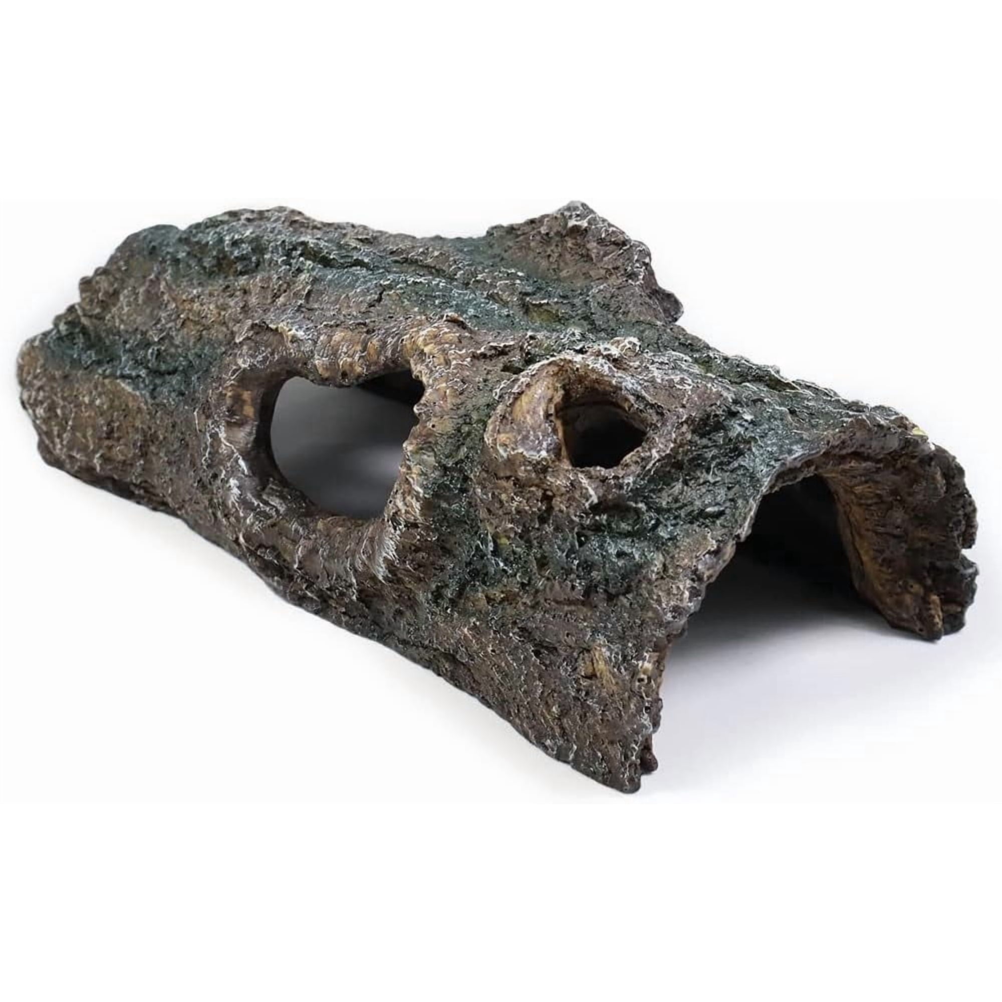 Reptile Hide Tree Trunk Lizard Snake Gecko Axolotl Spider Turtles Bearded Dragon Tank Accessories Large Hollow Log for Aquarium or Fish Tank Resin Wood Decorations Ornament