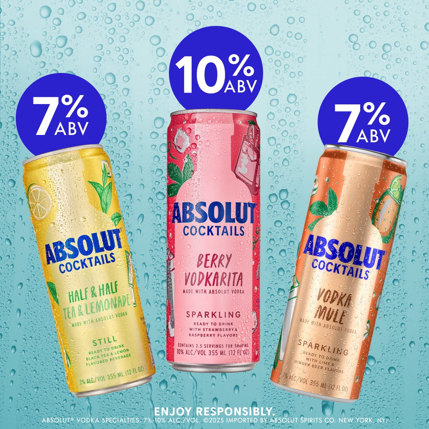 Absolut Vodka Ready to Drink Berry Vodkarita Cocktails, 4 Pack, 12 fl oz Cans, 10% ABV