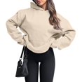 thumbnail image 4 of RPVATI Hoodies Women Plus Size Drop Shoulder Pullover Tops Trendy Hooded Long Sleeve Sweatshirts Winter Clothes with Pockets Beige S, 4 of 8