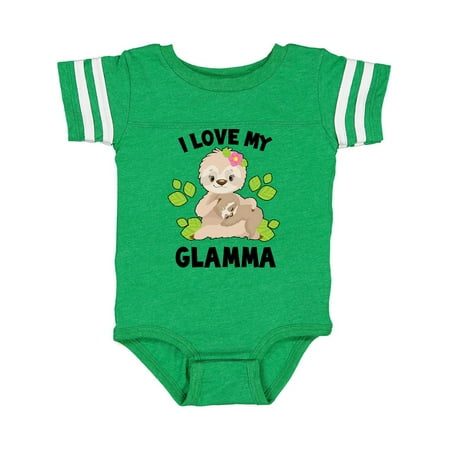 

Inktastic Cute Sloth I Love My Glamma with Green Leaves Gift Baby Boy or Baby Girl Bodysuit