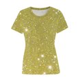thumbnail image 3 of Brondbend T-Shirt Women Womens Trendy Tops Crewneck Short Sleeve Bright Print Blouse Casual Loose Fit Lady Tops School Spring Summer Clothes Yellow, 3 of 3