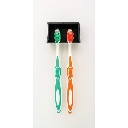 Germ Terminator Toothbrush A Pop-A-Toothbrush Wall Mounted Holder With Germ Protecting Cover, Perfect For Traveling, Dorm Bathrooms and More, Holds 2 Toothbrushes- (Black) (57202) Camco ()