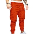thumbnail image 1 of Men Casual Solid Color Pockets Waist Drawstring Ankle Tied Skinny Cargo Pants_Gift Of G, 1 of 5