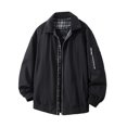 thumbnail image 5 of Men's Jackets Solid Color Lapel Zipper Casual Windbreaker 3 Pockets Jeans Jackets Trucker Coat, 5 of 5