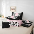 thumbnail image 6 of Castle Fairy Boys Girls Animal Zebra Leopard Print Twin Bedding Sets 7-Piece,Abstract Geometric Stripes Bedding Comforter Set Microfiber,Black Pink Breathable Sheet Sets,Breathable Home Decor, 6 of 8