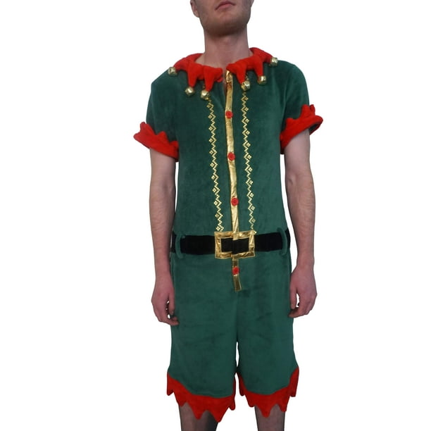 Holiday Time Men's Ugly Christmas SantaCon Elf Costume Romper Shorts, Sizes  S-2XL 