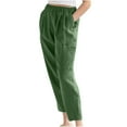 thumbnail image 2 of Itsame Comfortable Loose Pants for Womens Pocket Solid Color High Waisted Wide Leg Sweatpants Army Green Size L, 2 of 7