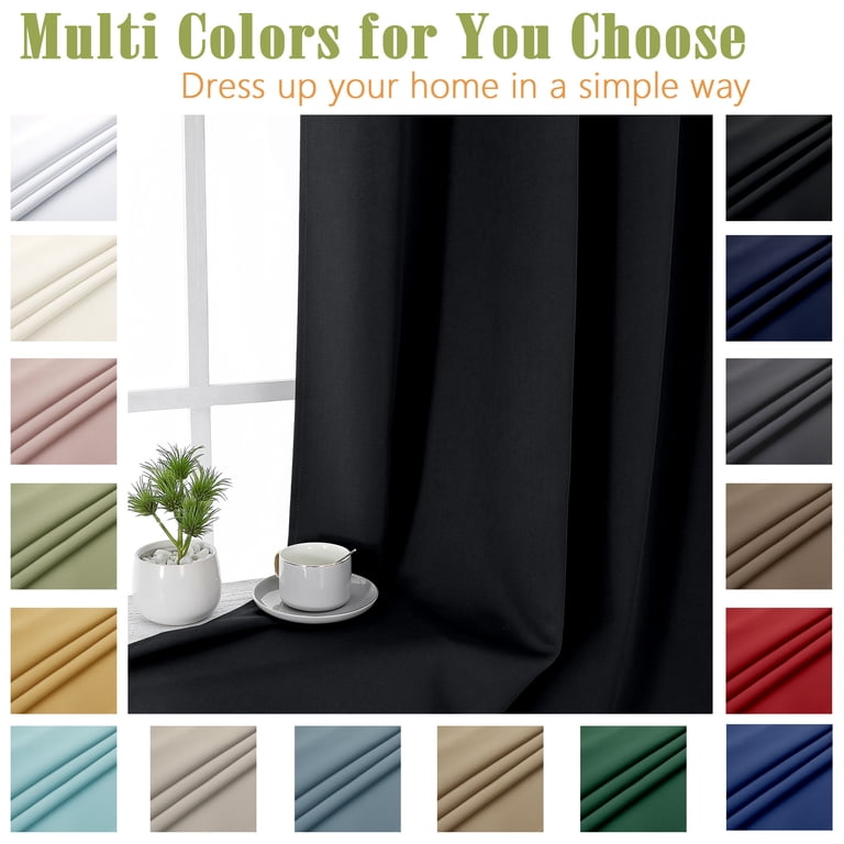 Kalme Blackout Curtains 2-Pack, 40x63 Inches, Black photo 7