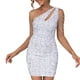 thumbnail image 1 of Vestido corto sexy con tirantes y lentejuelas para mujer - Color liso, tirantes finos y cuello en V, brillante para fiestas/discotecas, 1 of 8