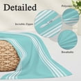 thumbnail image 6 of Aqua Striped Throw Pillow Cover, Pillowcase Protectors with Zipper, Breathable Decorative Lumbar Pillow Case Cover, Luxurious White Stripes Modern Abstract Art Pillow Shams for Couch Sofa 16x24Inch, 6 of 8
