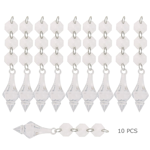5 bolsas de 10 unidades/bolsa de cuentas octagonales de cristal acrílico con brillantes y brillantes colgantes