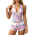thumbnail image 5 of Leey-World 2 Piece Y2k Polka Dot Halter Bikini with Shorts 2000s Bathing Suit Set Summer Vacation Cute Beach Tankini Swimsuit(White,XL), 5 of 7