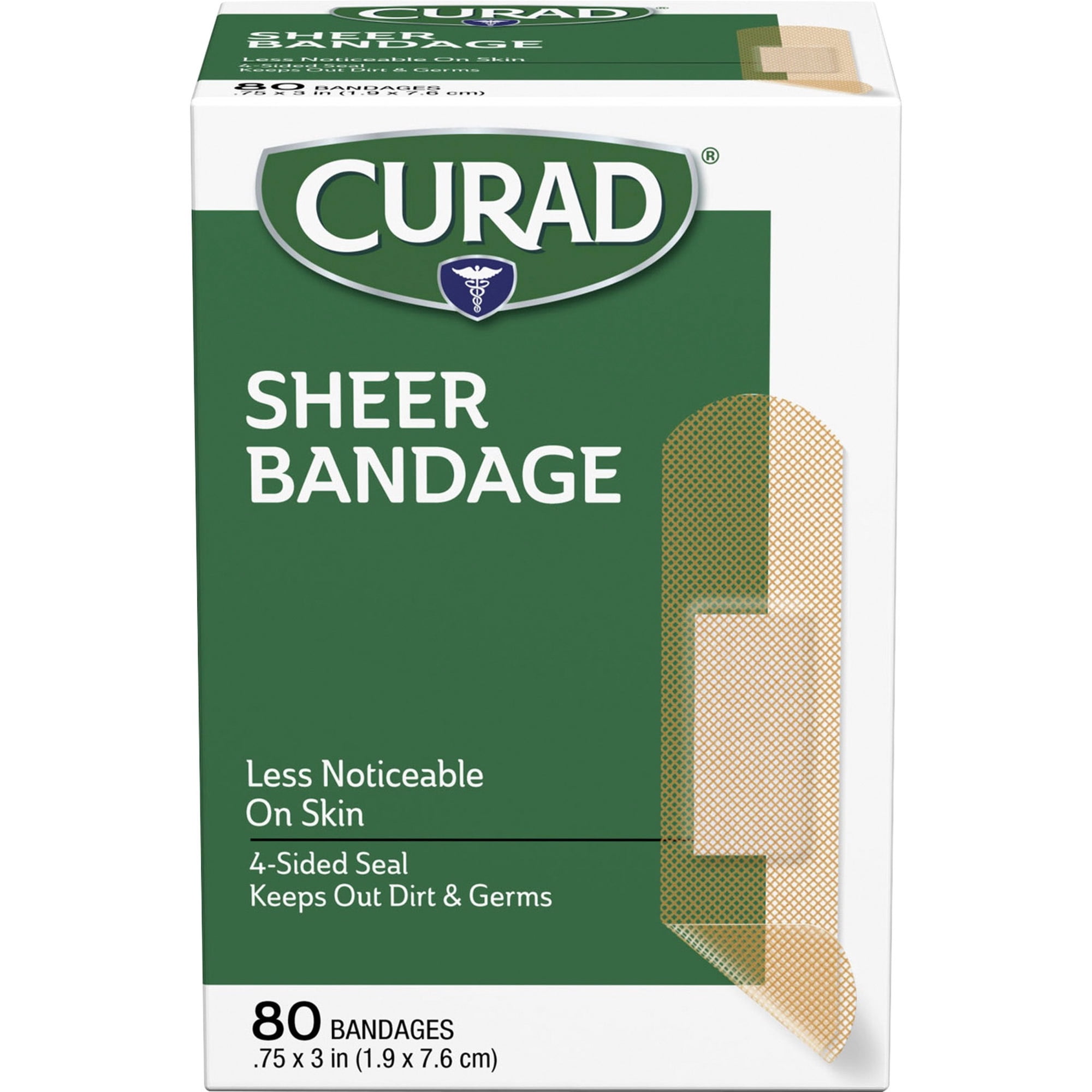 Curad, MIICUR02279RB, Sheer Bandage Strips, 80 / Box, Sheer,Clear