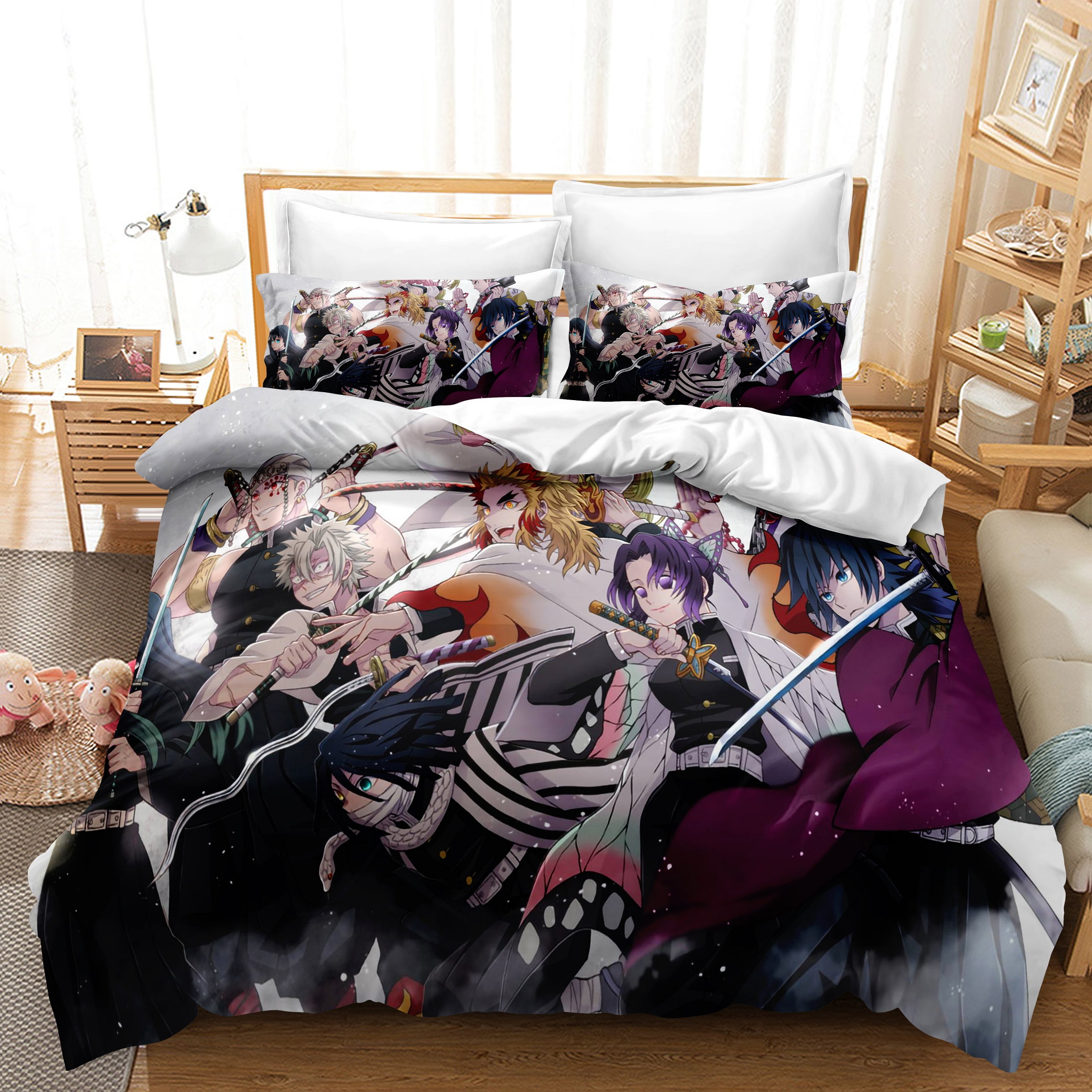 Anime Demon Slayer Bedding Sets 3D Printed Nezuko Tanjirou Duvet Cover ...