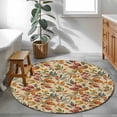 thumbnail image 4 of Fall Leaves Round Area Rug 3 FT, Small Kitchen Bathroom Mats, Farmhouse Beige Botanical Leaf Autumn Washable Indoor Outdoor Throw Runner Carpet Non-Shedding Doormat for Table Shower Sofa Entryway, 4 of 8