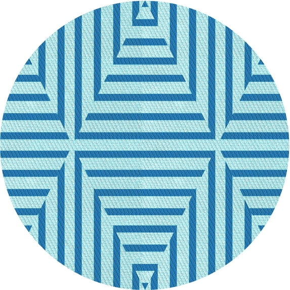 Ahgly Company Machine Washable Indoor Round Transitional DodgerBlue Area Rugs, 5' Round