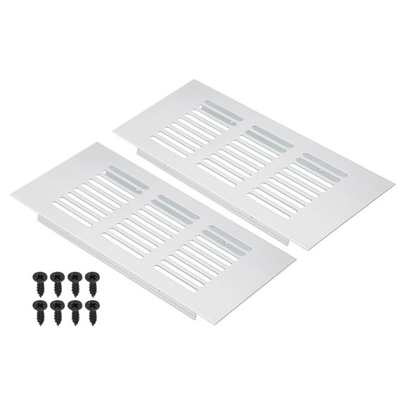 Uxcell 6"x3" Rectangle Air Vent Cover 2pcs Door Grille Ventilation Cover Louvered with Screws for Cabinet Silver Tone