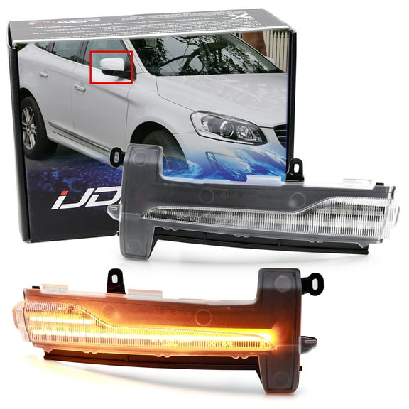 Semi-Clear Lens Full LED Strip Dynamic Sequential Blink/Flow Side Mirror Turn Signal Light Assembly Kit For Volvo 2014-2017 XC60