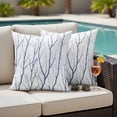 thumbnail image 4 of Navy Blue Branches Outdoor Waterproof Pillow Covers, Modern Abstract Art Forest Silhouettes Decorative Square Throw Pillowcase Sofa Cushion Sham for Patio/Couch/Chair, 24"x24" 2 Pack, 4 of 8