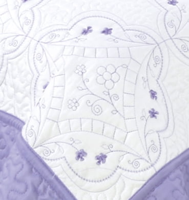 Couvre-lit Marina Decoration brodée, ensemble de literie d'été ultra doux et uni avec taie d'oreiller matelassée, motif floral violet