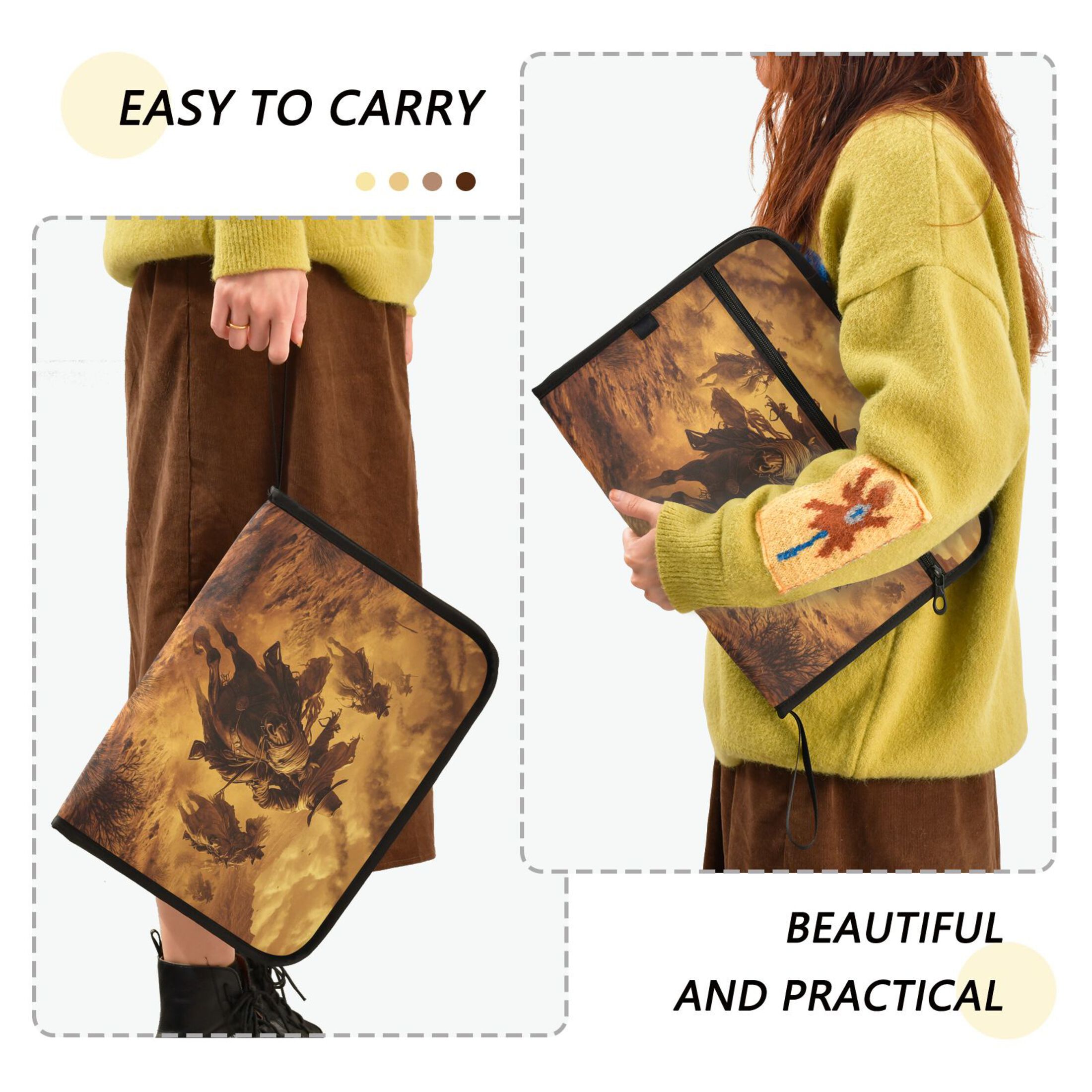 Organ Folder 14.2 x 0.8 x 10.6 Inches 13 Separate Pockets A4 Size Documents Folder A Sort Storage File Manager For The Home Office Riding Cowboys