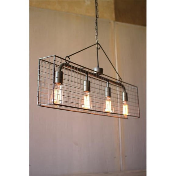 Kalalou CQ6868 36 x 4 x 17 in. Four Bulb Wire Mesh Horizontal Pendant Light