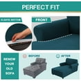 thumbnail image 5 of Chaise Lounge Cover - Stretch Jacquard Slipcover for Double Arm Chaises, Breathable Lattice Pattern Furniture Protector, Machine Washable Sofa Cover for Living Room/Bedroom (Teal), 5 of 7