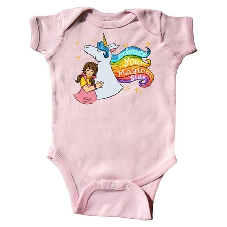 

Inktastic Embrace Your Magical Side Girl Hugging A Unicorn Gift Baby Boy or Baby Girl Bodysuit
