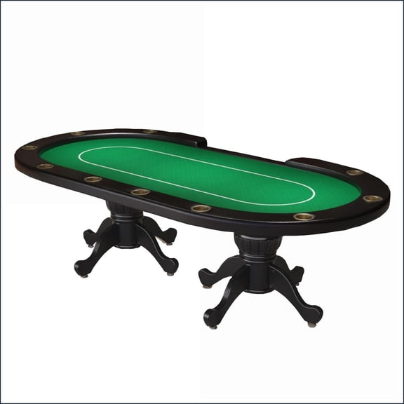 Poker Table, 96” Oval for 10 Players with Green Bet Line Felt & Jumbo Cup Holders | Modern Wood Design