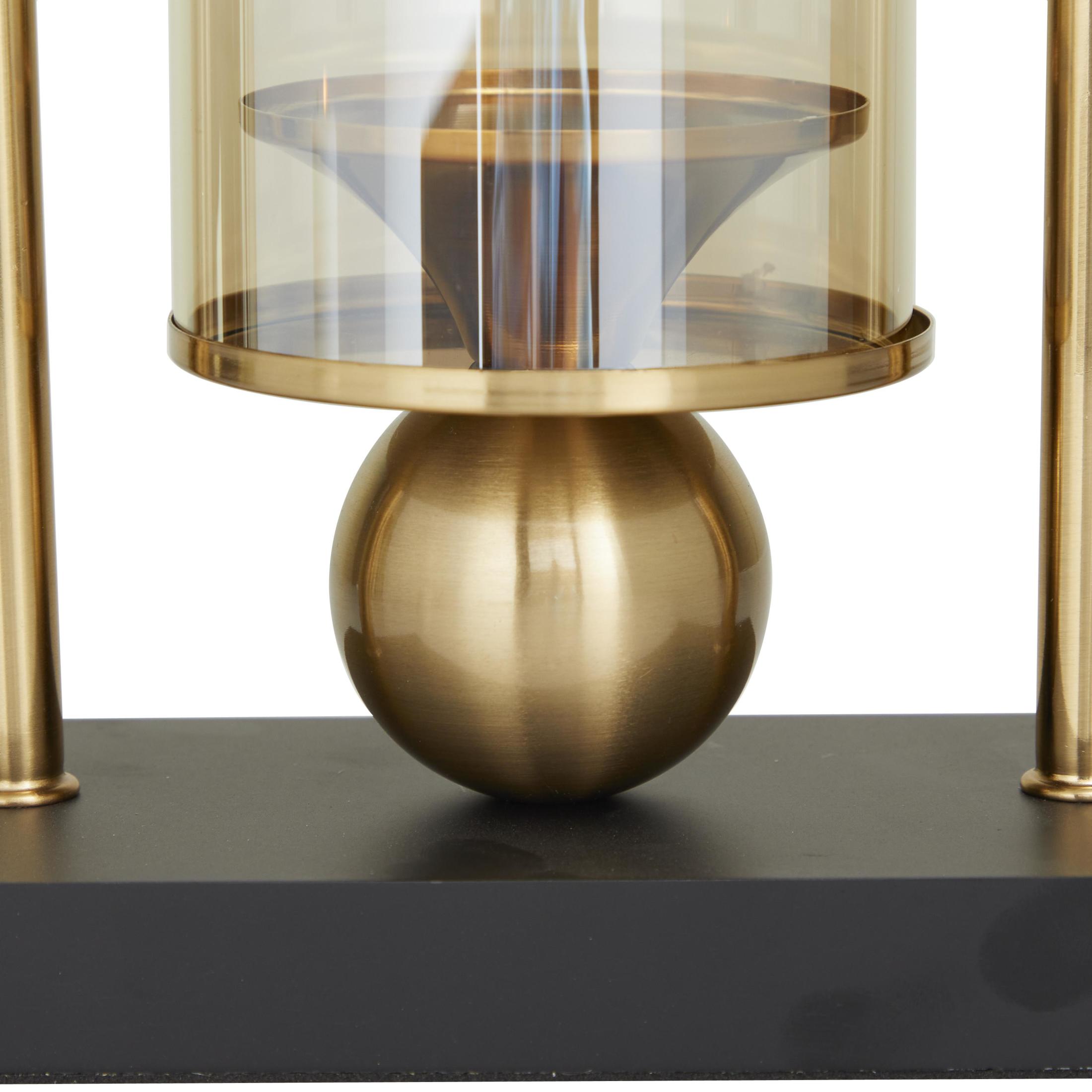 CosmoLiving by Cosmopolitan Gold Metal Iridescent Pillar Hurricane Lamp with Ball Accent and Black Base